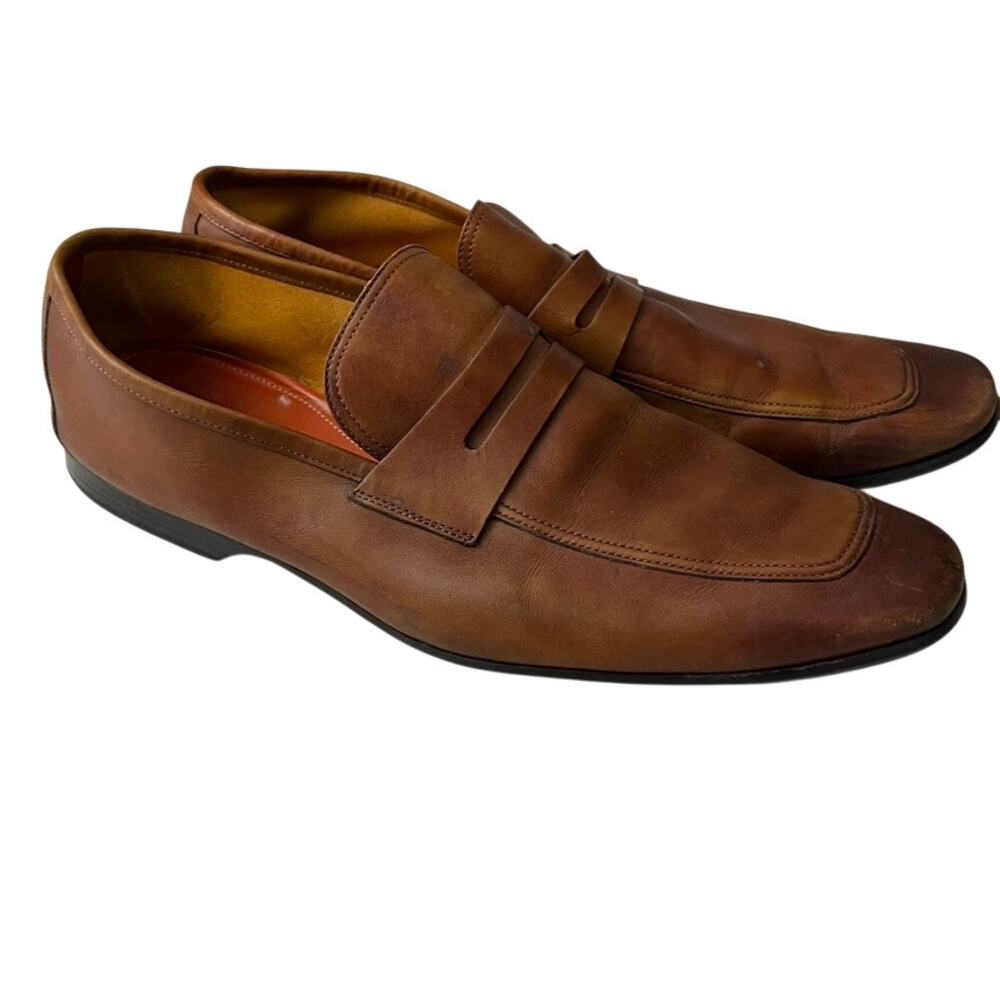 Magnanni Vince Penny Loafer Shoes Brown Leather Men Size 11.5